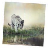 Max Set of 2 Panel Digital Photo Printing Blackout 3D Curtains White Tiger