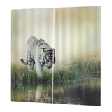 Max Set of 2 Panel Digital Photo Printing Blackout 3D Curtains White Tiger