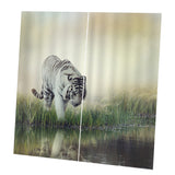 Max Set of 2 Panel Digital Photo Printing Blackout 3D Curtains White Tiger