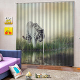 Max Set of 2 Panel Digital Photo Printing Blackout 3D Curtains White Tiger