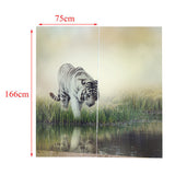Max Set of 2 Panel Digital Photo Printing Blackout 3D Curtains White Tiger