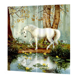 Max Set of 2 Panel Digital Photo Printing Blackout 3D Curtains White Horse