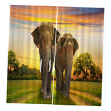 Max Set of 2 Panel Digital Photo Printing Blackout 3D Curtains Elephant Couples
