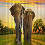 Max Set of 2 Panel Digital Photo Printing Blackout 3D Curtains Elephant Couples