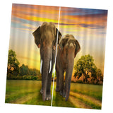 Max Set of 2 Panel Digital Photo Printing Blackout 3D Curtains Elephant Couples