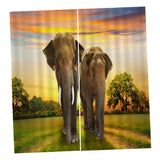Max Set of 2 Panel Digital Photo Printing Blackout 3D Curtains Elephant Couples