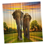 Max Set of 2 Panel Digital Photo Printing Blackout 3D Curtains Elephant Couples