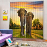 Max Set of 2 Panel Digital Photo Printing Blackout 3D Curtains Elephant Couples