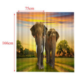 Max Set of 2 Panel Digital Photo Printing Blackout 3D Curtains Elephant Couples