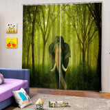Max Set of 2 Panel Digital Photo Printing Blackout 3D Curtains Elephant