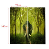 Max Set of 2 Panel Digital Photo Printing Blackout 3D Curtains Elephant