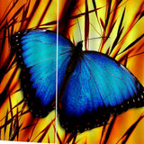 Max Set of 2 Panel Digital Photo Printing Blackout 3D Curtains Blue Butterfly