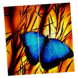 Max Set of 2 Panel Digital Photo Printing Blackout 3D Curtains Blue Butterfly