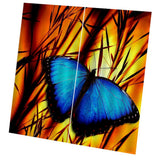 Max Set of 2 Panel Digital Photo Printing Blackout 3D Curtains Blue Butterfly