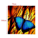 Max Set of 2 Panel Digital Photo Printing Blackout 3D Curtains Blue Butterfly