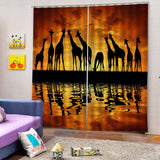 Max Set of 2 Panel Digital Photo Printing Blackout 3D Curtains Giraffe