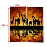 Max Set of 2 Panel Digital Photo Printing Blackout 3D Curtains Giraffe