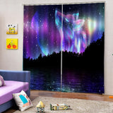 Max Set of 2 Panel Digital Photo Printing Blackout 3D Curtains Wolf