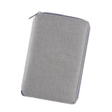 Max Leather Zipper Padfolio with Replaceable Loose-leaf Paper 80 Sheet Grey