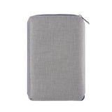 Max Leather Zipper Padfolio with Replaceable Loose-leaf Paper 80 Sheet Grey