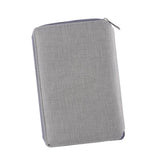 Max Leather Zipper Padfolio with Replaceable Loose-leaf Paper 80 Sheet Grey