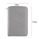Max Leather Zipper Padfolio with Replaceable Loose-leaf Paper 80 Sheet Grey