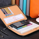 Max Leather Zipper Padfolio with Replaceable Loose-leaf Paper 80 Sheet Grey