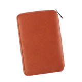 Max Leather Zipper Padfolio with Replaceable Loose-leaf Paper 80 Sheet Brown