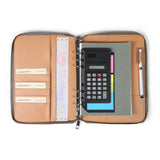 Max Leather Zipper Padfolio with Replaceable Loose-leaf Paper 80 Sheet Brown