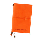 Max Portable Leather Notebook Blank Page, Travel Journal Diary Notes Orange