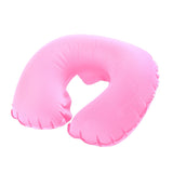 Neck U Shaped Inflatable Pillow Car Air Travel Support Cushion Pink