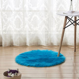 Max Soft Sheepskin Fluffy Skin Faux Fur Rug Mat Small Rugs Dark Blue 40cm
