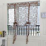 Max Jacquard Polyester Roman Window Curtain Sheer Voile #2 Coffee 100x160cm