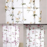 Max Floral Design Roman Short Window Curtain Sheer Voile #2 Pink 100x160cm