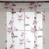 Max Floral Design Roman Short Window Curtain Sheer Voile #2 Pink 100x160cm