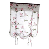 Max Floral Design Roman Short Window Curtain Sheer Voile #2 Pink 100x160cm