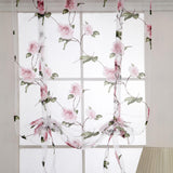 Max Floral Design Roman Short Window Curtain Sheer Voile #2 Pink 100x160cm