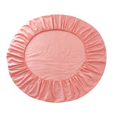 Solid Color 100% Cotton Round Bed Fitted Sheet Bed Cover Grapefruit Pink