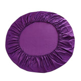 Max Solid Color 100% Cotton Round Bed Fitted Sheet Bed Cover Purple
