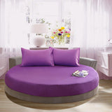 Max Solid Color 100% Cotton Round Bed Fitted Sheet Bed Cover Purple