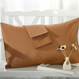 Max 1Pair 100% Cotton Soft Solid Color Single Pillow Cover Pillowcase Coffee
