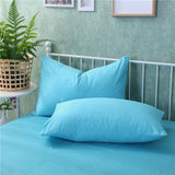 Max 1Pair 100% Cotton Soft Solid Color Single Pillow Cover Pillowcase Blue