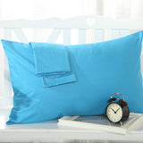 Max 1Pair 100% Cotton Soft Solid Color Single Pillow Cover Pillowcase Blue