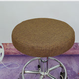 Home Bar Stool Covers Round Chair Seat Cover Linen Cotton Sleeve Brown