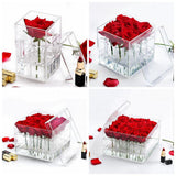 Maxbell Clear Acrylic Rose Flower Box Cut Flower Arranging Holder Gift Box 1 Hole