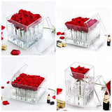 Maxbell Clear Acrylic Rose Flower Box Cut Flower Arranging Holder Gift Box 1 Hole