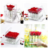Maxbell Clear Acrylic Rose Flower Box Cut Flower Arranging Holder Gift Box 1 Hole