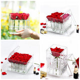 Maxbell Clear Acrylic Rose Flower Box Cut Flower Arranging Holder Gift Box 1 Hole