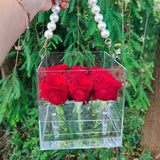 Maxbell Clear Acrylic Rose Flower Box Cut Flower Arranging Holder Gift Box 9 Holes