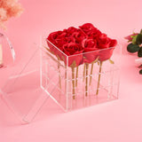 Maxbell Clear Acrylic Rose Flower Box Cut Flower Arranging Holder Gift Box 9 Holes